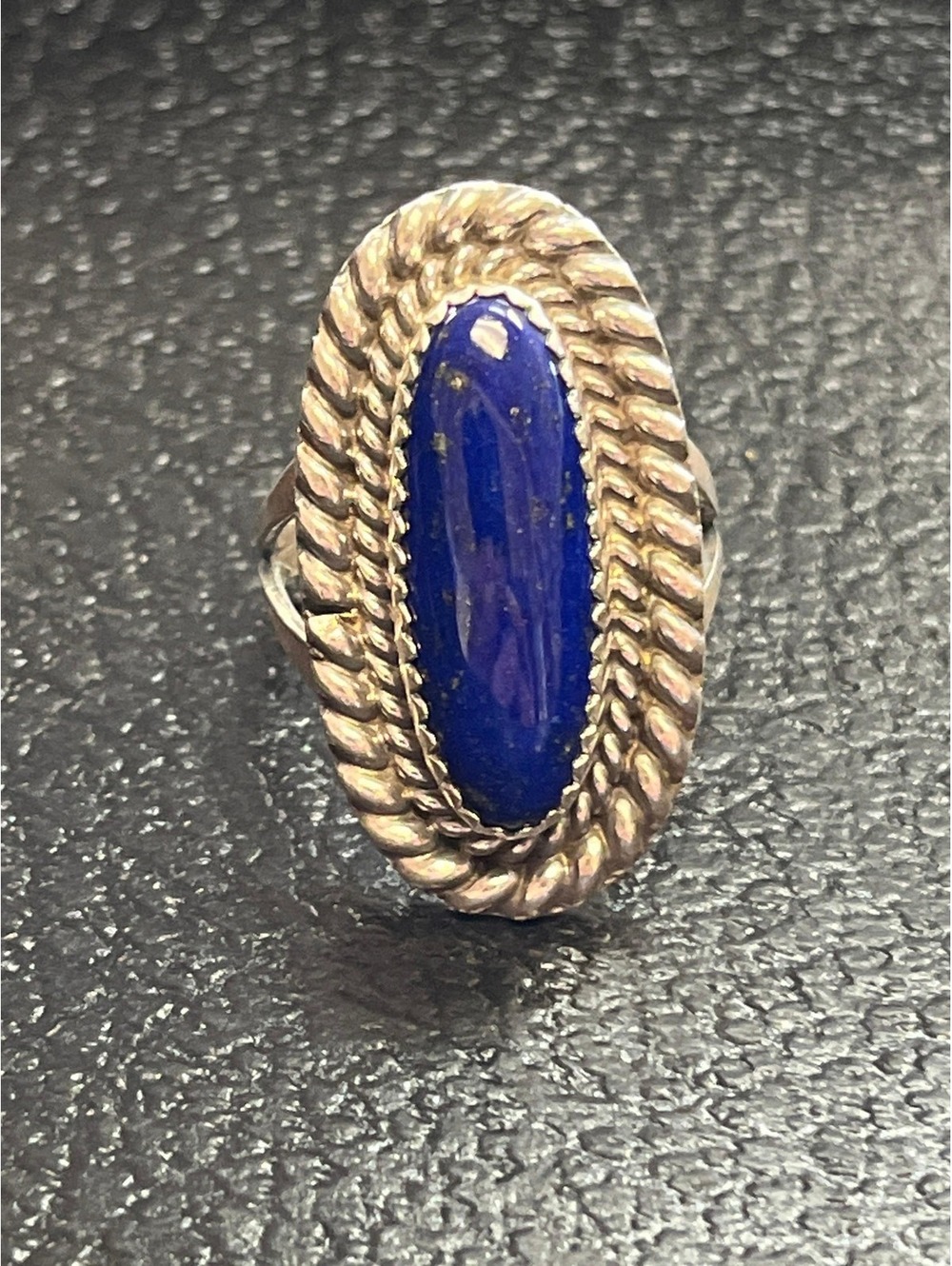 Navajo handmade lapis sterling silver cluster ring size 8